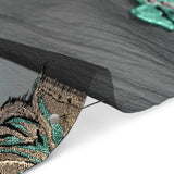 Metallic Turquoise, Silver and Black Floral Luxury Burnout Brocade Panel