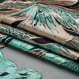 Metallic Turquoise, Silver and Black Floral Luxury Burnout Brocade Panel