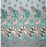 Metallic Turquoise, Silver and Black Floral Luxury Burnout Brocade Panel