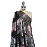 Metallic Pink, Baby Blue and Black Floral Luxury Burnout Brocade Panel