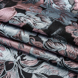 Metallic Pink, Baby Blue and Black Floral Luxury Burnout Brocade Panel