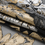 Metallic Gold, Silver and Black Floral Luxury Burnout Brocade Panel