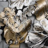 Metallic Gold, Silver and Black Floral Luxury Burnout Brocade Panel