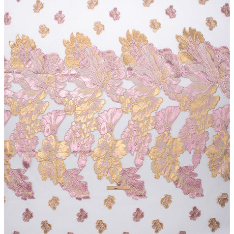 Metallic Pink, Gold and White Floral Luxury Burnout Brocade Panel