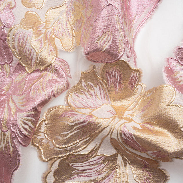Metallic Pink, Gold and White Floral Luxury Burnout Brocade Panel