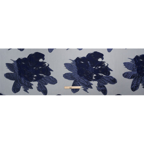 Metallic Navy Big Florals Luxury Burnout Brocade