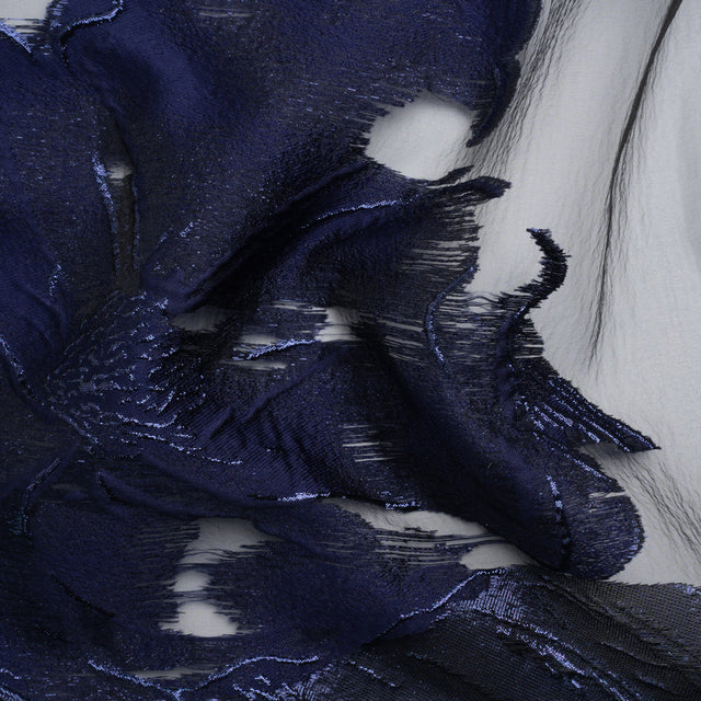 Metallic Navy Big Florals Luxury Burnout Brocade