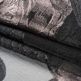 Metallic Pink and Black Big Florals Luxury Burnout Brocade