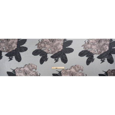 Metallic Pink and Black Big Florals Luxury Burnout Brocade