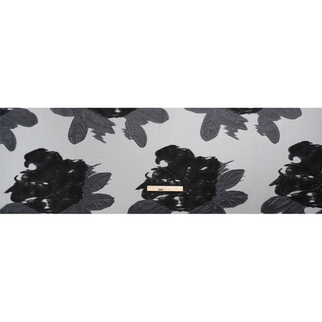 Metallic Black Big Florals Luxury Burnout Brocade