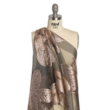 Metallic Rose and Charcoal Big Florals Luxury Burnout Brocade