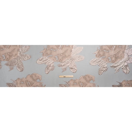 Metallic Rose and Charcoal Big Florals Luxury Burnout Brocade
