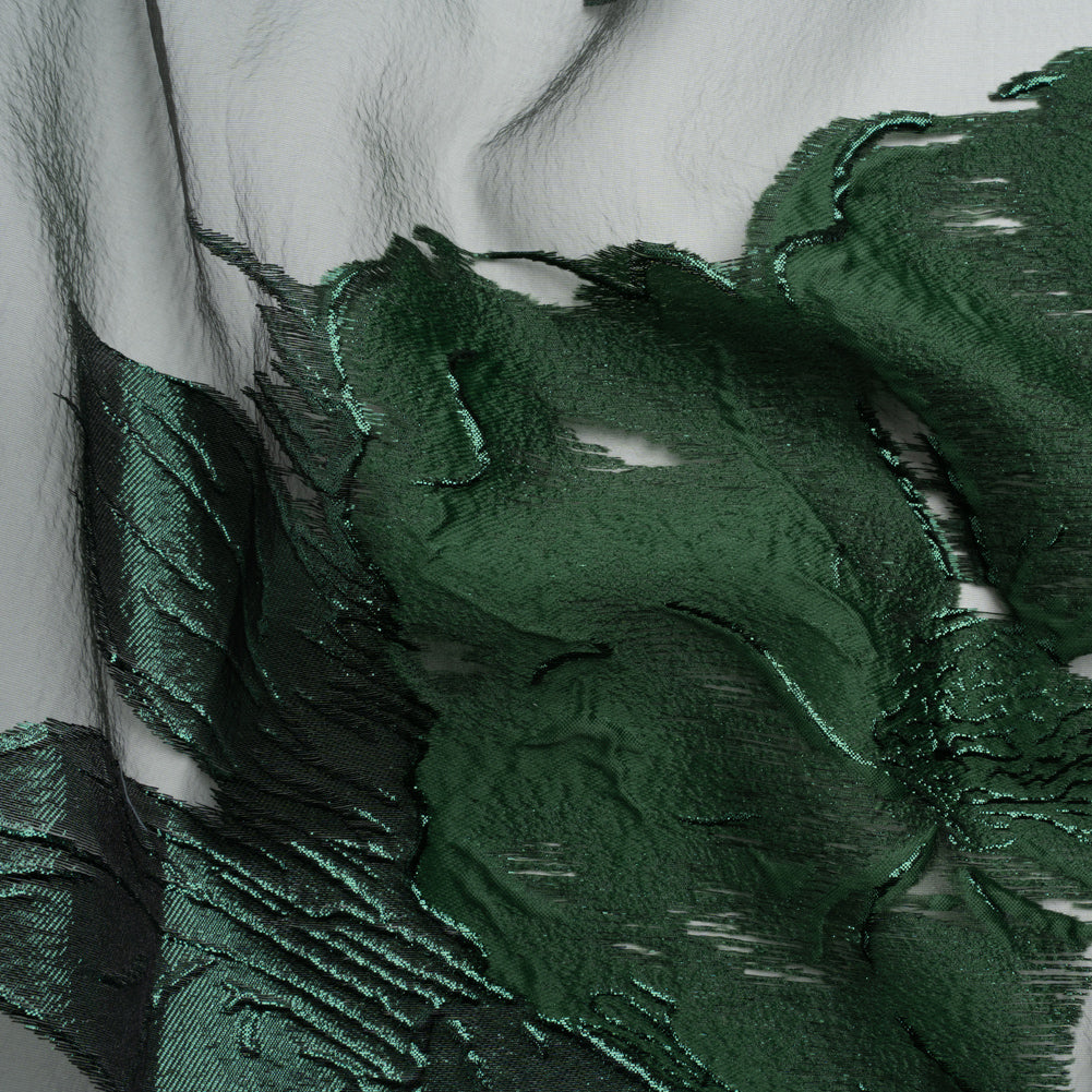 Metallic Emerald Big Florals Luxury Burnout Brocade