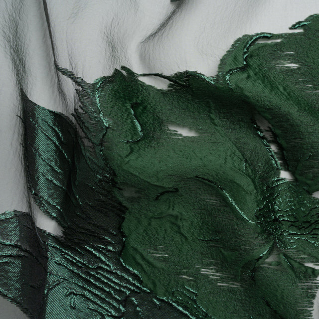 Metallic Emerald Big Florals Luxury Burnout Brocade