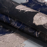 Metallic Rose Gold and Navy Big Florals Luxury Burnout Brocade
