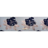 Metallic Rose Gold and Navy Big Florals Luxury Burnout Brocade