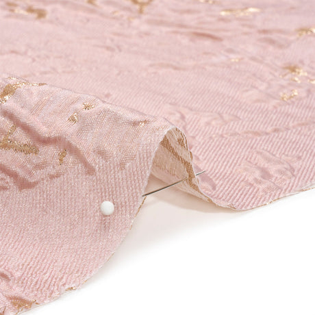 Metallic Gold and Baby Pink Crackled Abstract Luxury Brocade