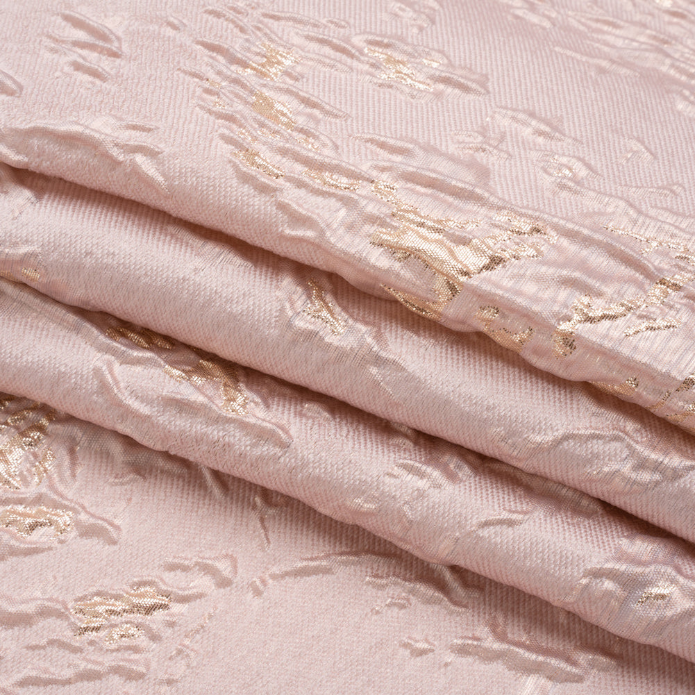 Metallic Gold and Baby Pink Crackled Abstract Luxury Brocade