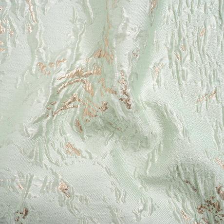 Metallic Gold and Mint Crackled Abstract Luxury Brocade