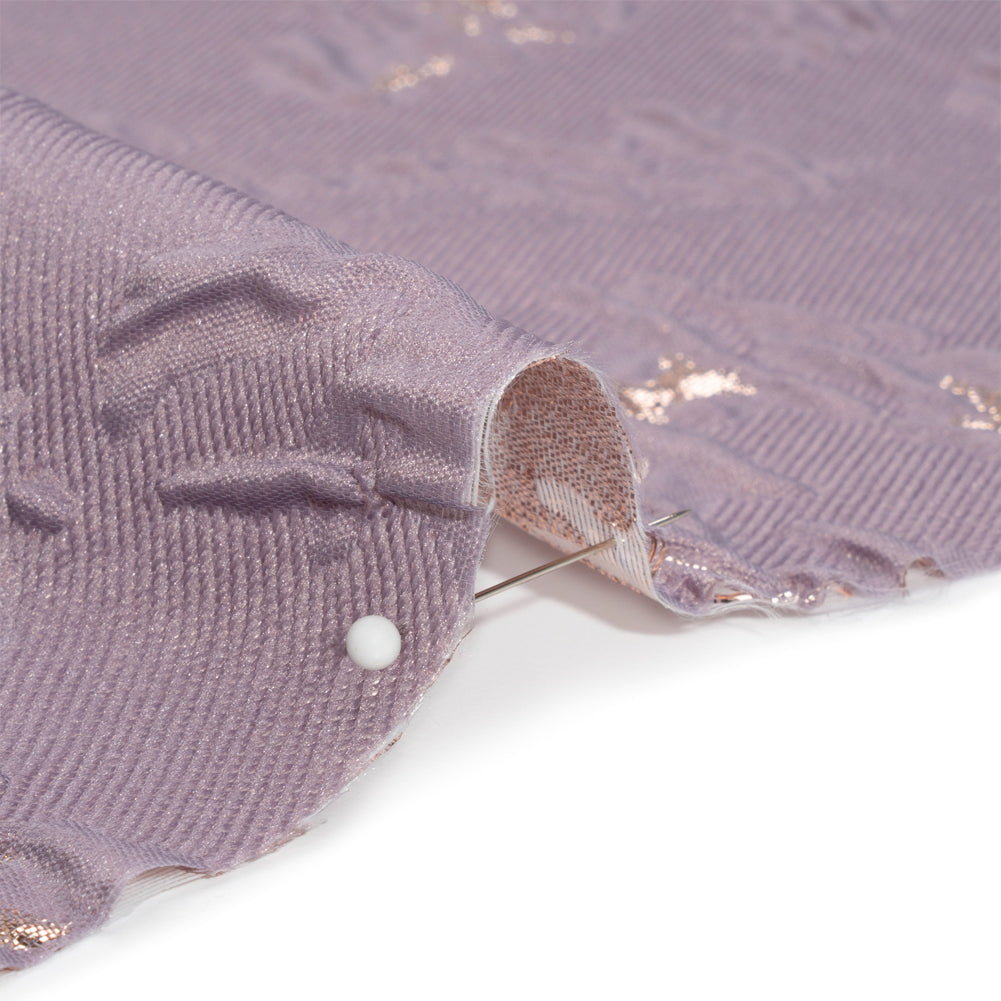 Metallic Rose Gold and Purple Crackled Abstract Luxury Brocade