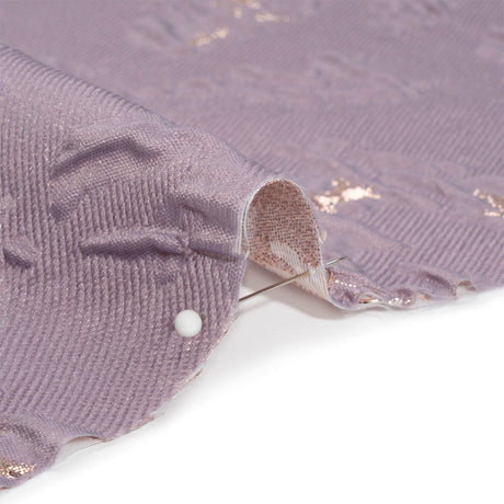 Metallic Rose Gold and Purple Crackled Abstract Luxury Brocade