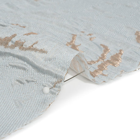 Metallic Gold and Baby Blue Crackled Abstract Luxury Brocade