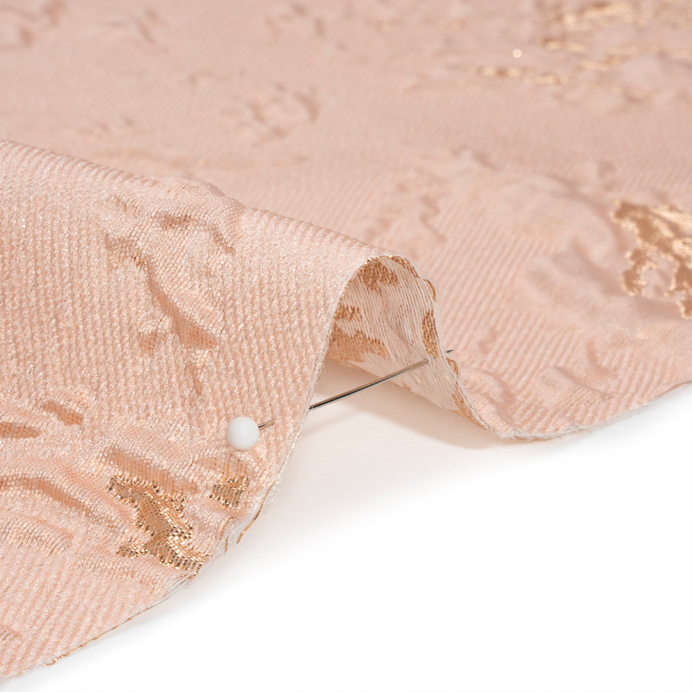 Metallic Gold and Pink Crackled Abstract Luxury Brocade