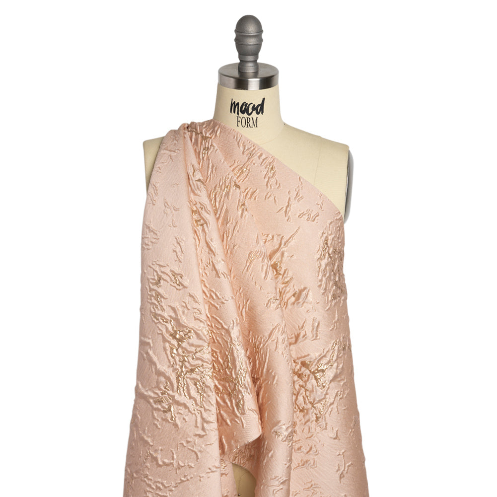 Metallic Gold and Pink Crackled Abstract Luxury Brocade
