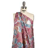 Metallic Hot Pink, Blue and Peach Blooms Luxury Brocade