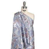 Metallic Blue, Pink and Lavender Blooms Luxury Brocade