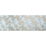 Metallic Gold and Sky Blue Floating Flowers Luxury Burnout Brocade