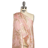 Metallic Gold and Pink Floating Flowers Luxury Burnout Brocade