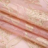 Metallic Gold and Pink Floating Flowers Luxury Burnout Brocade