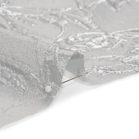Metallic Silver and Gray Floating Flowers Luxury Burnout Brocade