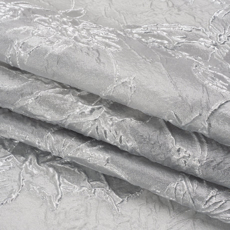Metallic Silver and Gray Floating Flowers Luxury Burnout Brocade