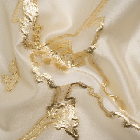 Metallic Gold and Gilded Beige Abstract Embers Luxury Burnout Brocade