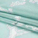 Metallic Silver and Sky Blue Abstract Embers Luxury Burnout Brocade