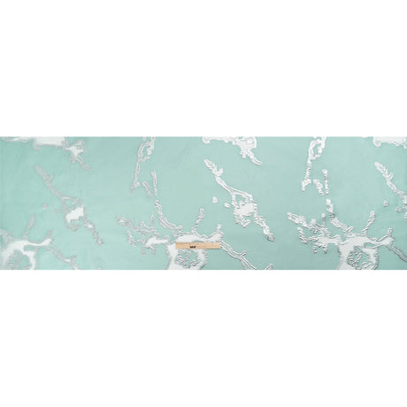 Metallic Silver and Sky Blue Abstract Embers Luxury Burnout Brocade