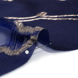 Metallic Silver and Navy Abstract Embers Luxury Burnout Brocade