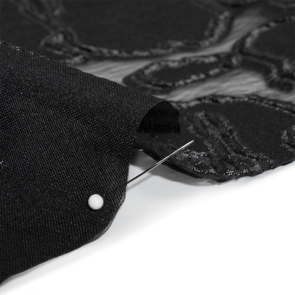 Metallic Black Abstract Embers Luxury Burnout Brocade