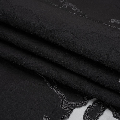Metallic Black Abstract Embers Luxury Burnout Brocade