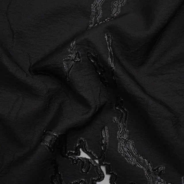 Metallic Black Abstract Embers Luxury Burnout Brocade