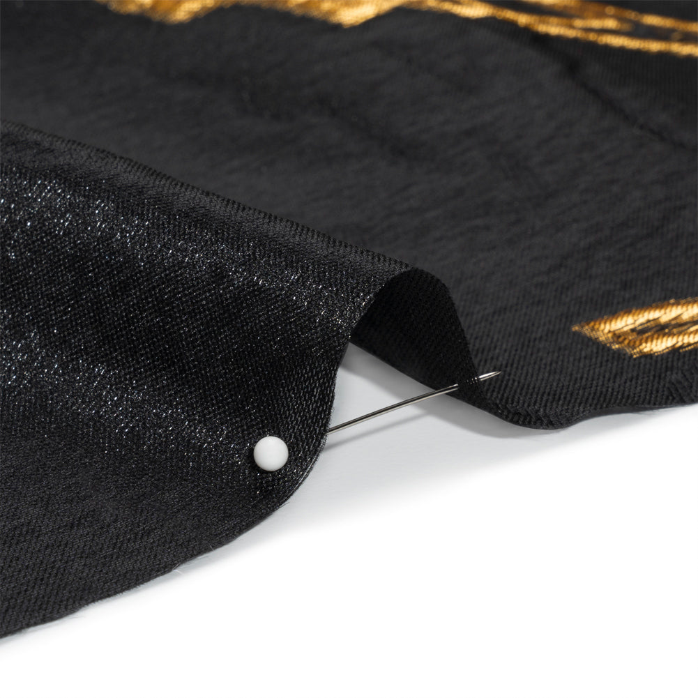 Metallic Gold and Black Abstract Embers Luxury Burnout Brocade