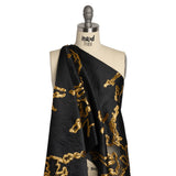 Metallic Gold and Black Abstract Embers Luxury Burnout Brocade