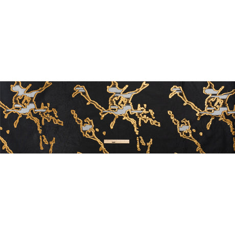 Metallic Gold and Black Abstract Embers Luxury Burnout Brocade