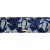 Metallic Navy and Black Twirling Tulips Luxury Burnout Brocade