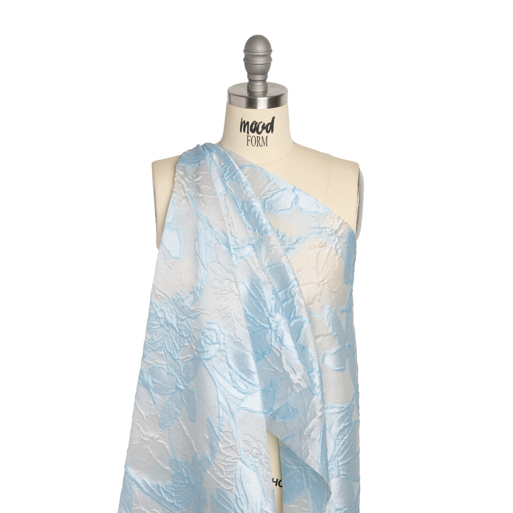 Baby Blue and Cream Floral Sheer Luxury Brocade