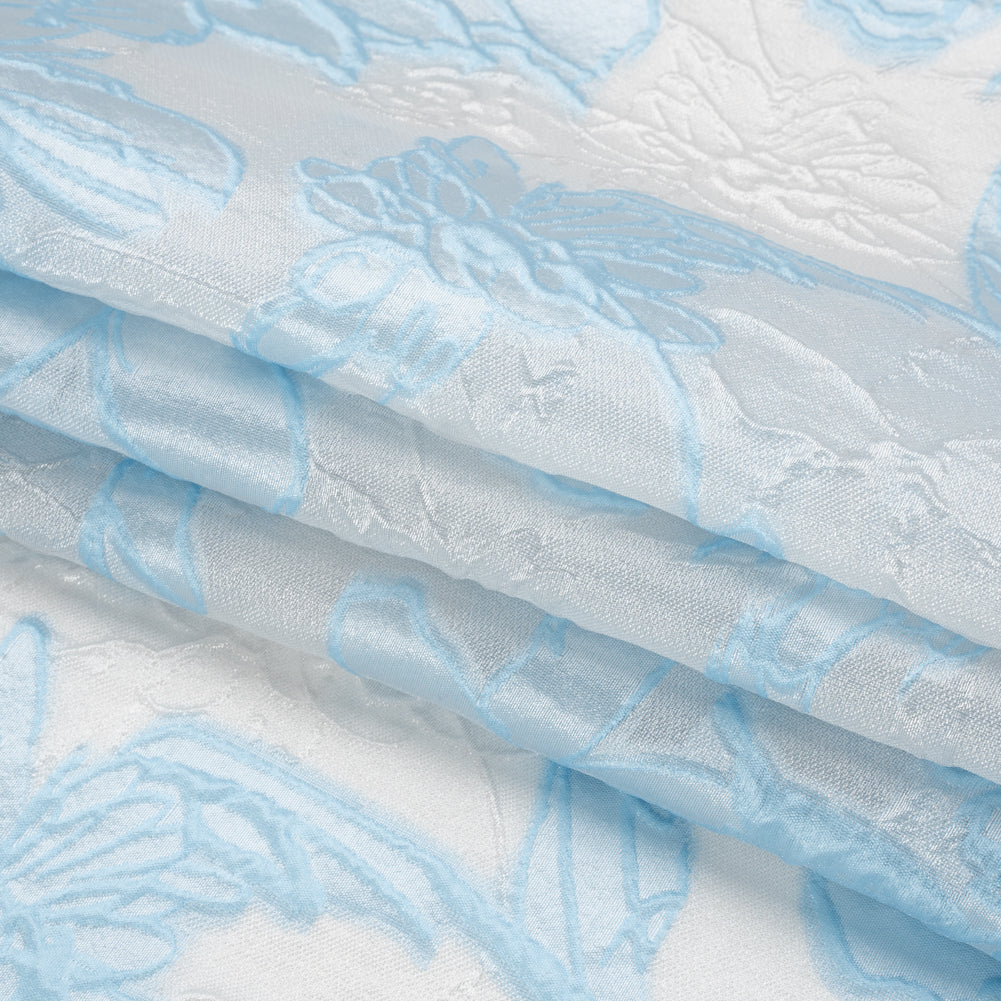 Baby Blue and Cream Floral Sheer Luxury Brocade