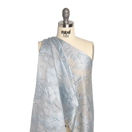 Pastel Blue and Gray Floral Sheer Luxury Brocade