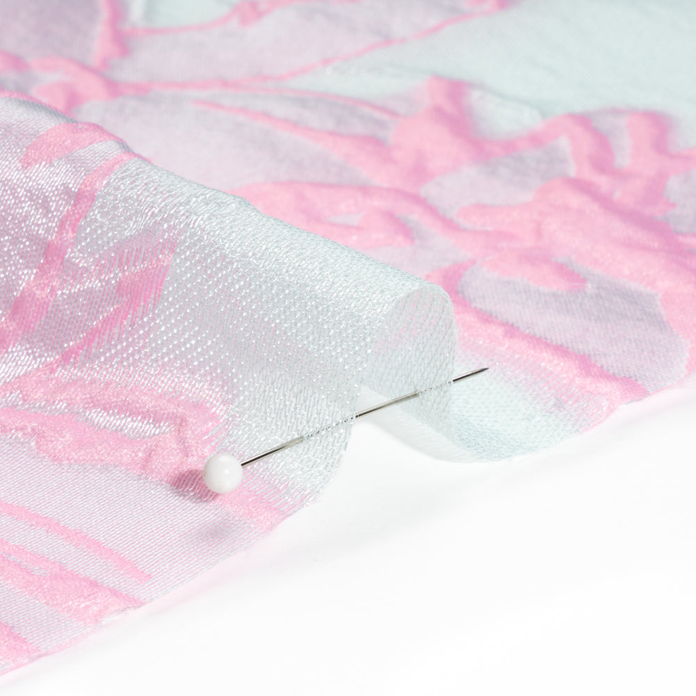Pink and Pale Blue Floral Sheer Luxury Brocade